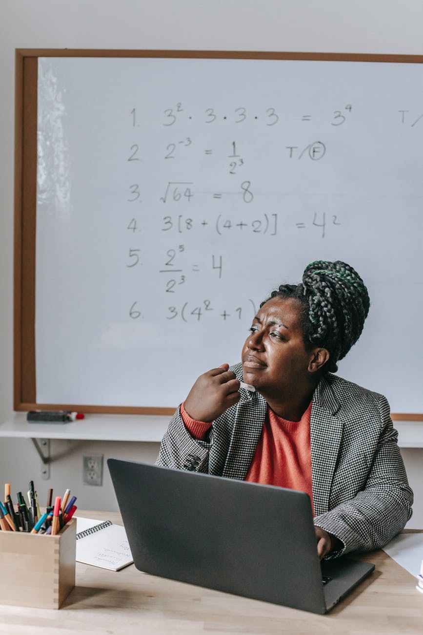 black teacher thinking while working